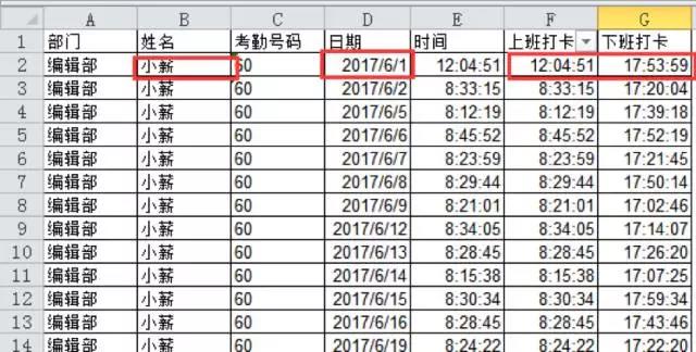 诚展EXCEL考勤处理