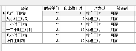 工时制设置